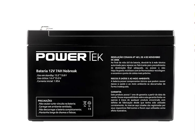 BATERIA POWERTEK 12V 7AH PARA NOBREAK M3 BC 127