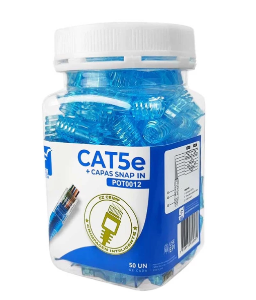 CONECTOR PLUG RJ45 MACHO CAT5E + CAPA RJ45 SNAP IN AZUL